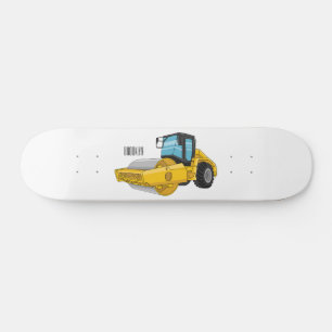Road roller cartoon illustration skateboard