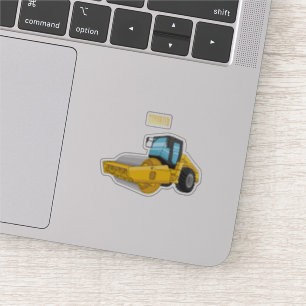 Road roller cartoon illustration sticker