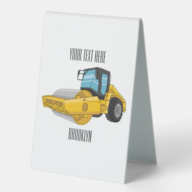 Road roller cartoon illustration table tent (Front)