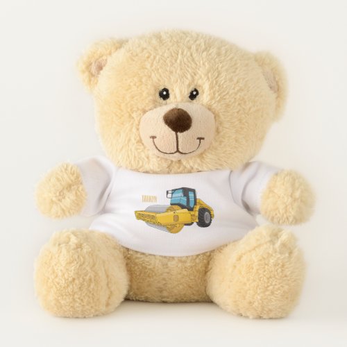 Road roller cartoon illustration teddy bear