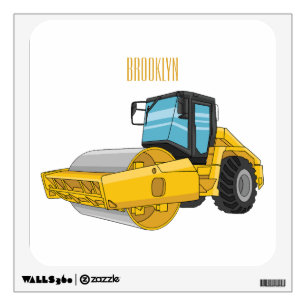 Road roller cartoon illustration wall decal