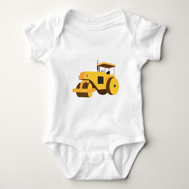 Road Roller Compactor Construction Truck Baby Bodysuit (Front)