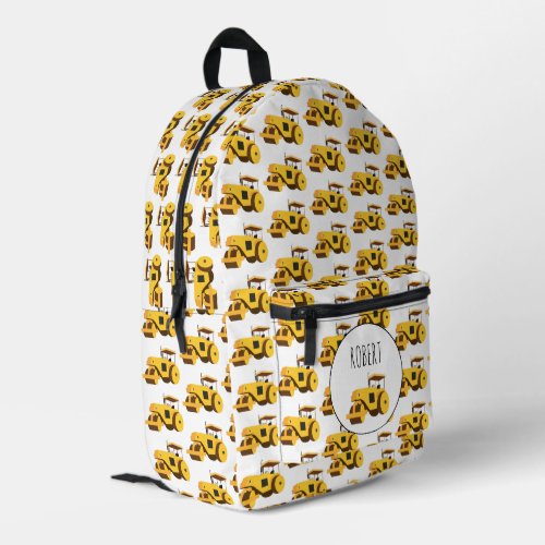 Road Roller Compactor Construction Truck Boys Name Printed Backpack