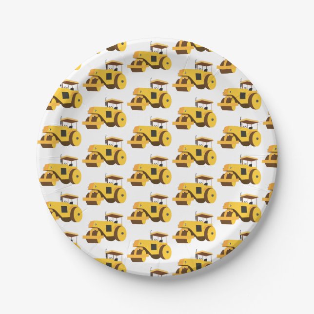Road Roller Compactor Construction Truck Paper Plates (Front)