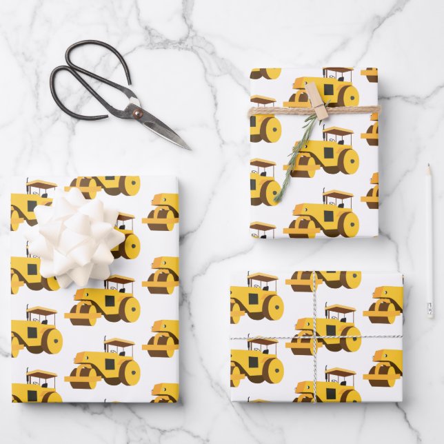 Road Roller Compactor Construction Truck Wrapping Paper Sheets (Front)