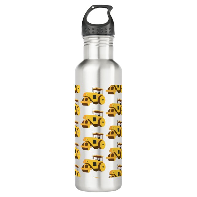 Road Roller Compactor Construction Trucks  Stainless Steel Water Bottle (Front)