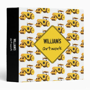 Road Roller Construction Truck Boys Artwork Artist 3 Ring Binder