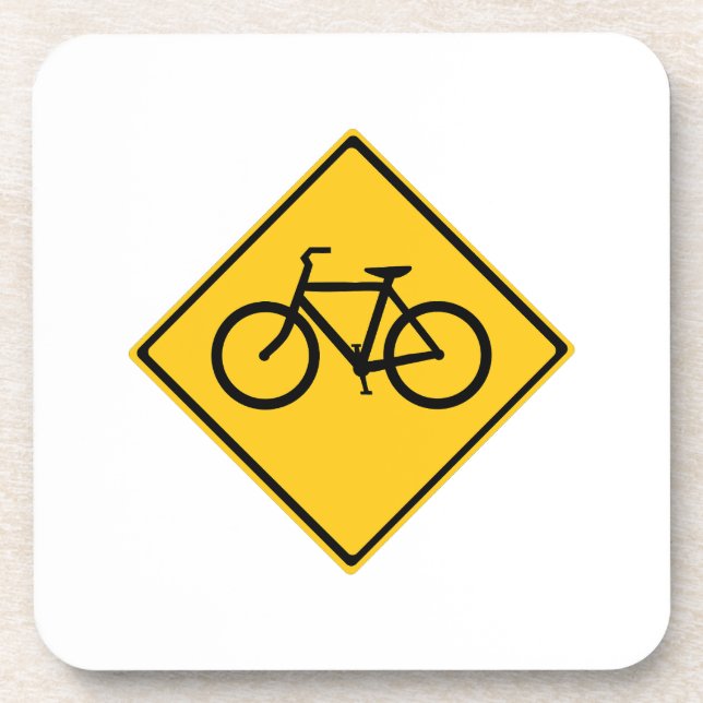 Road Sign Bicycle Beverage Coaster (Front)