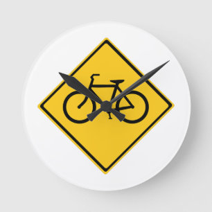 Road Sign Bicycle Round Clock