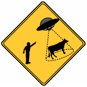 Road Sign- Cow and UFO Cutout