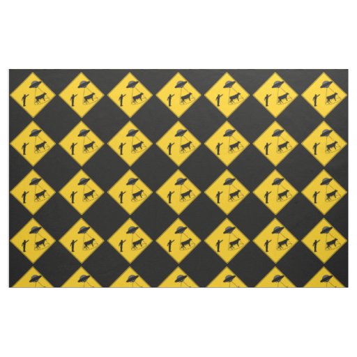 Road Sign- Cow and UFO Fabric