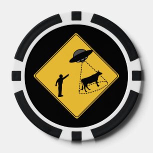 Road Sign- Cow and UFO Poker Chips