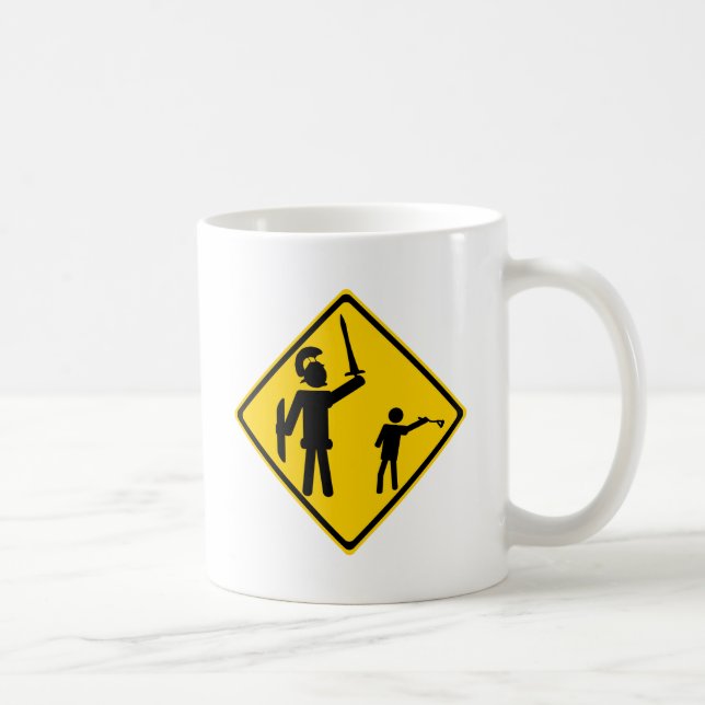 Road Sign David and Goliath Coffee Mug (Right)