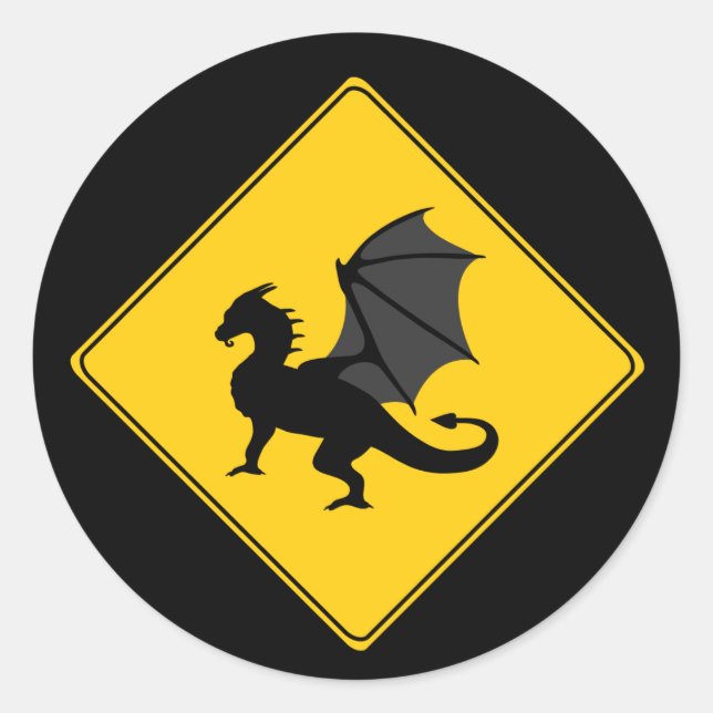 Road Sign- Dragon Sticker (Front)
