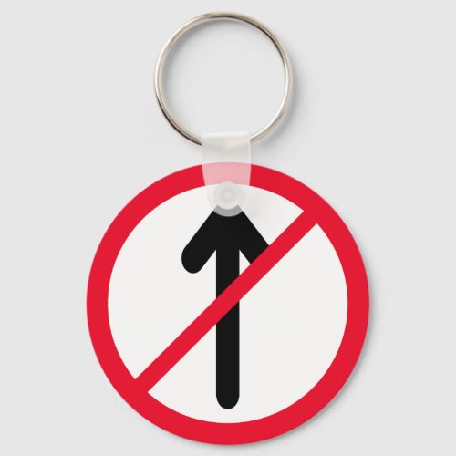 Road Sign No Entry  Metal Circle Keychain