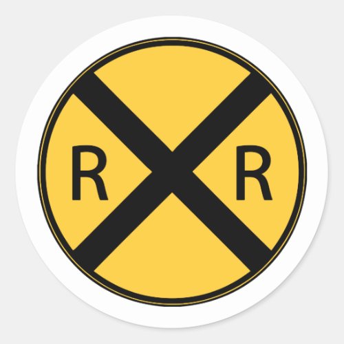 Road Sign Railroad Crossing Classic Round Sticker