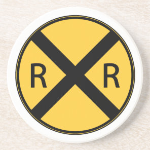 Road Sign Railroad Crossing Drink Coaster