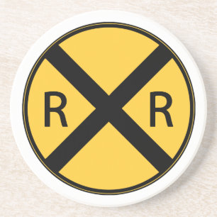 Road Sign Railroad Crossing Drink Coaster