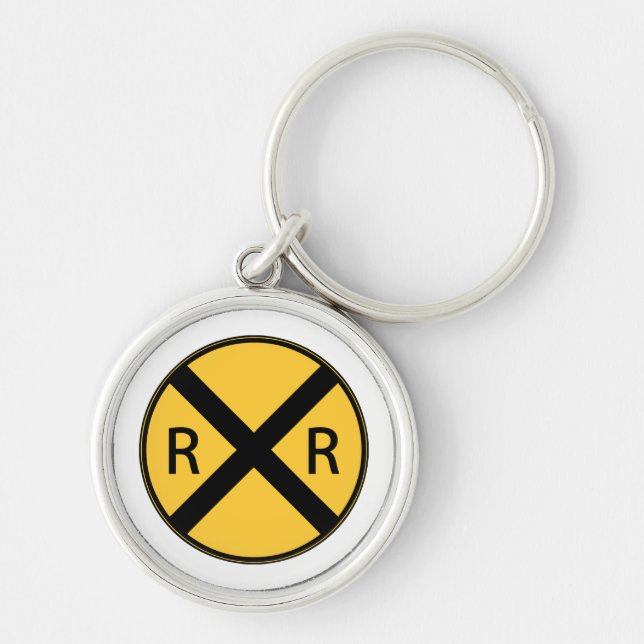 Road Sign Railroad Crossing Keychain (Front)