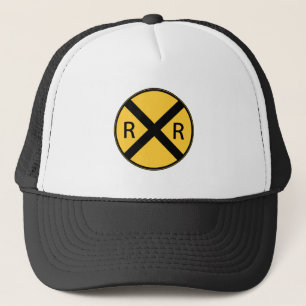 Road Sign Railroad Crossing Trucker Hat