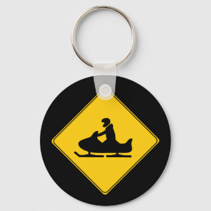 Road Sign- Snowmobile Keychain