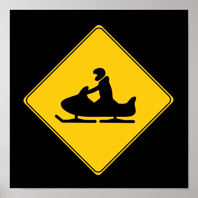 Road Sign- Snowmobile Poster (Front)