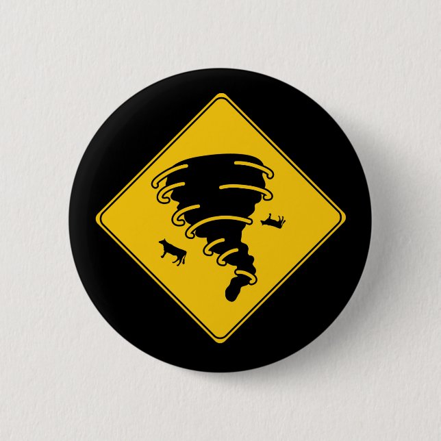 Road Sign- Tornado Pinback Button (Front)