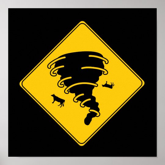 Road Sign Tornado Poster