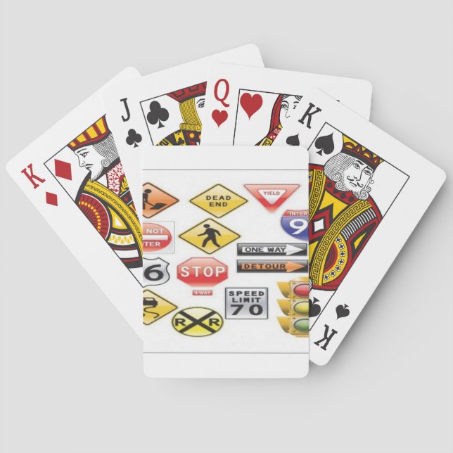 Road signs and traffic light design poker cards (Back)