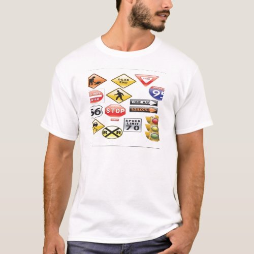 Road signs and traffic light design T_Shirt