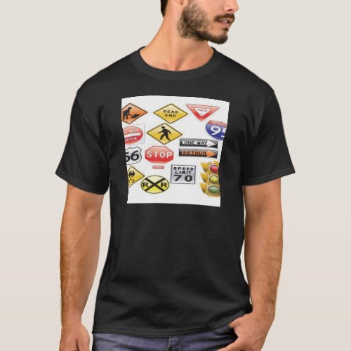 Road signs and traffic light design T_Shirt