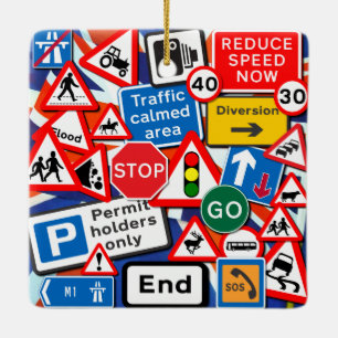 Road Signs Ceramic Ornament