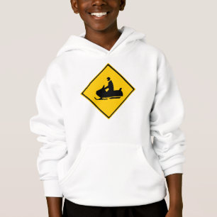 Road Snowmobile Warning Sign Snow Winter Hoodie