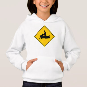 Road Snowmobile Warning Sign Snow Winter Hoodie