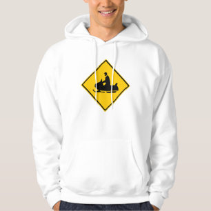 Road Snowmobile Warning Sign Snow Winter Hoodie
