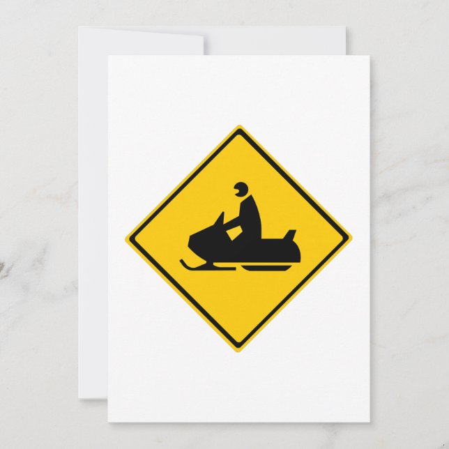 Road Snowmobile Warning Sign Snow Winter Invitation (Front)