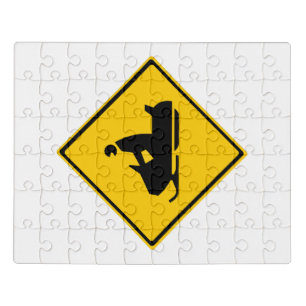 Road Snowmobile Warning Sign Snow Winter Jigsaw Puzzle