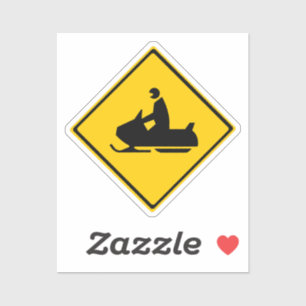 Road Snowmobile Warning Sign Snow Winter Sticker