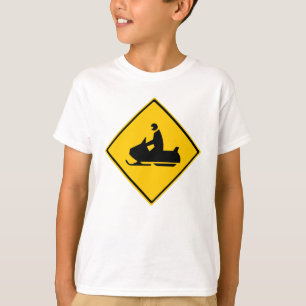 Road Snowmobile Warning Sign Snow Winter T-Shirt