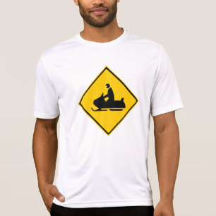 Road Snowmobile Warning Sign Snow Winter T-Shirt