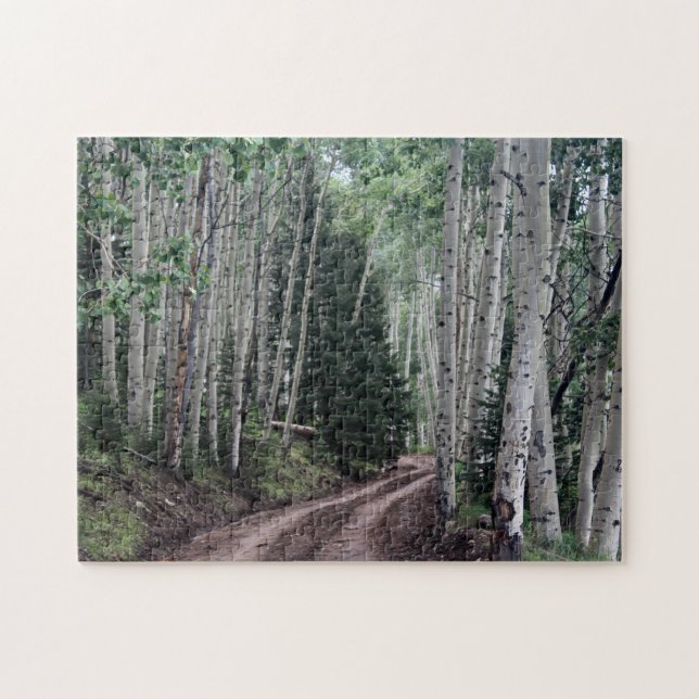 Road Through The Birch Jigsaw Puzzle (Horizontal)