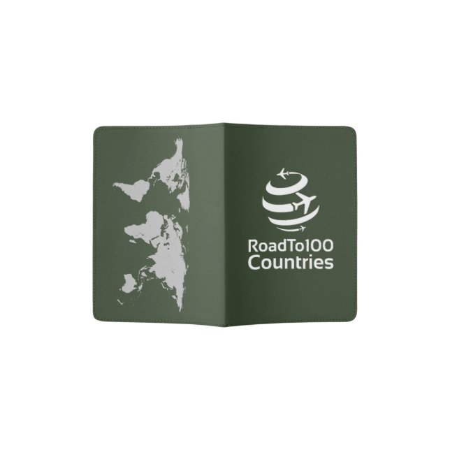 Road To 100 Countries - Dark Green Passport Holder (Opened)