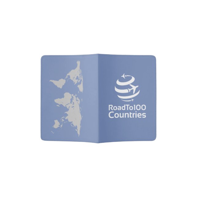 Road To 100 Countries -Light Blue Passport Holder (Opened)