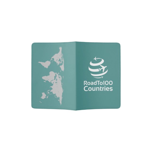 Road To 100 Countries - Teal Passport Holder (Opened)