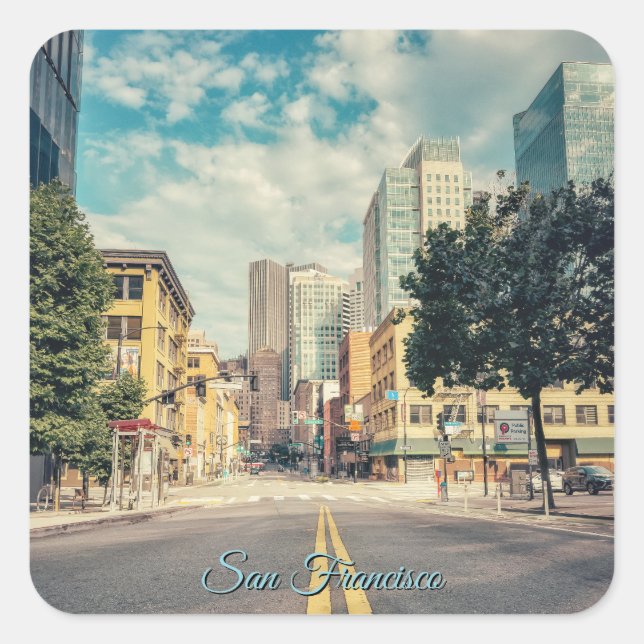 Road to Downtown San Francisco Cityscape Square Sticker (Front)
