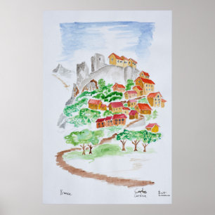 Road to Fortress of Corte Corsica, France Poster