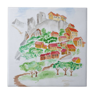 Road to Fortress of Corte Corsica, France Tile