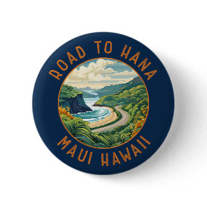 Road to Hana Maui Hawaii Retro Distressed Circle Button