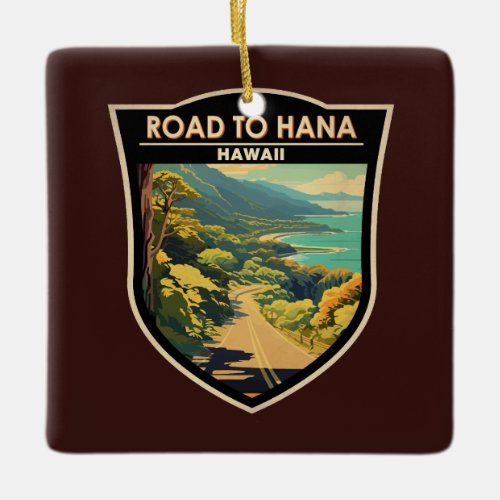 Road to Hana Maui Hawaii Travel Art Vintage Ceramic Ornament