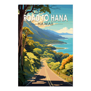 Road to Hana Maui Hawaii Travel Art Vintage Poster
